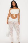 Luisa Lace Flare Pant - White
