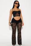 Luisa Lace Flare Pant - Black
