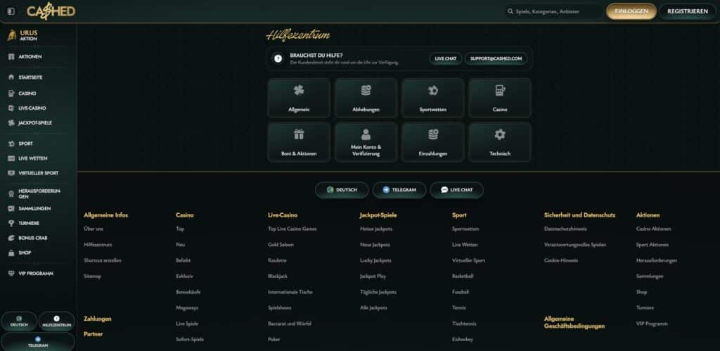 Cashed Casino Hilfezentrum