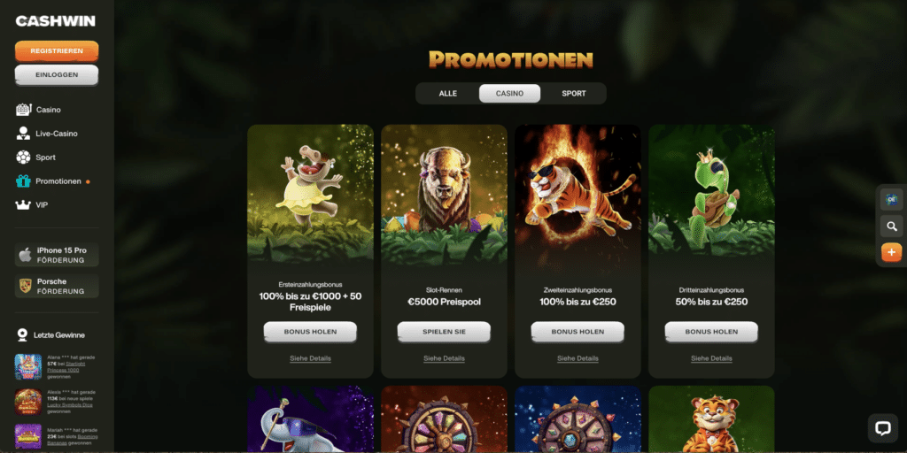 Cashwin Casino Aktionen