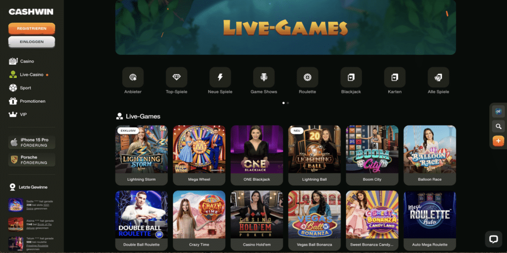 Cashwin Live-Casino