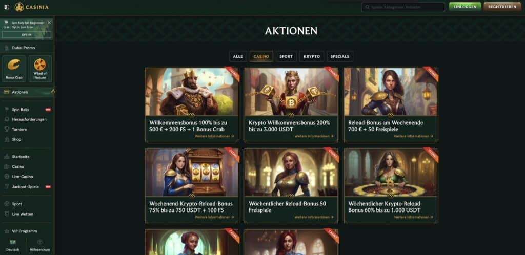 Casinia Casino Aktionen
