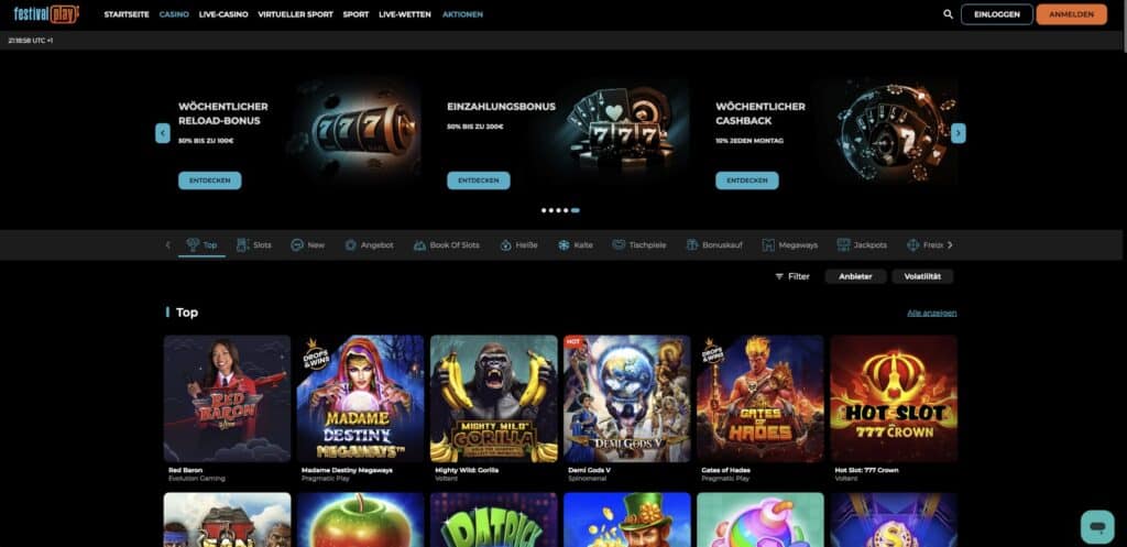 FestivalPlay Casino Lobby