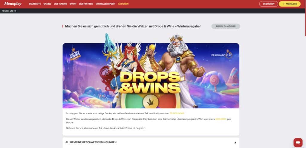 Monoplay Casino Drops & Wins