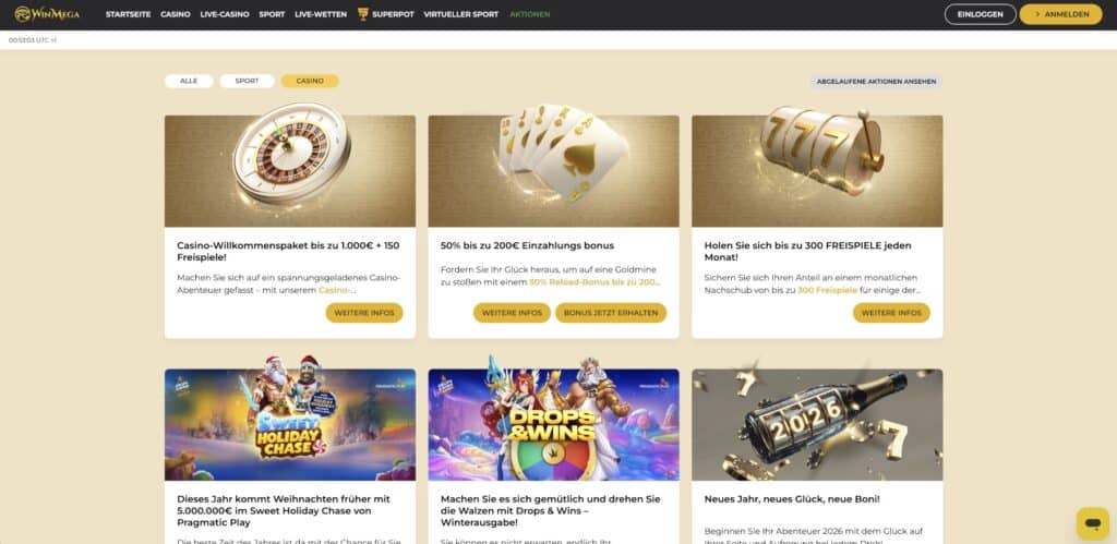 WinMega Casino Aktionen